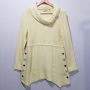 Soft Surroundings Sweater Womens Small Yellow Cowl Neck Breakwater Tunic 2A793